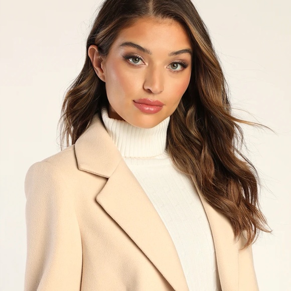 Lulus Chic Feelings Cream Long Sleeve Coat White - Size S - Picture 4 of 6